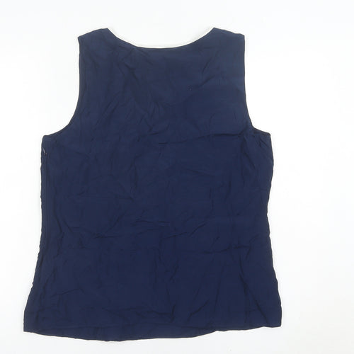 Crew Clothing Women’s Blue Sleeveless Silk Blend Blouse Size 12