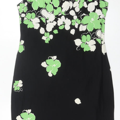 Precis Women’s Black Green Floral Sheath Knee Length Dress Size 14