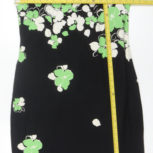 Precis Women’s Black Green Floral Sheath Knee Length Dress Size 14