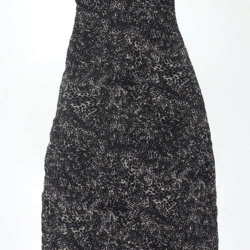 Warehouse Women’s Black Animal Print Maxi Dress UK 6 Sleeveless