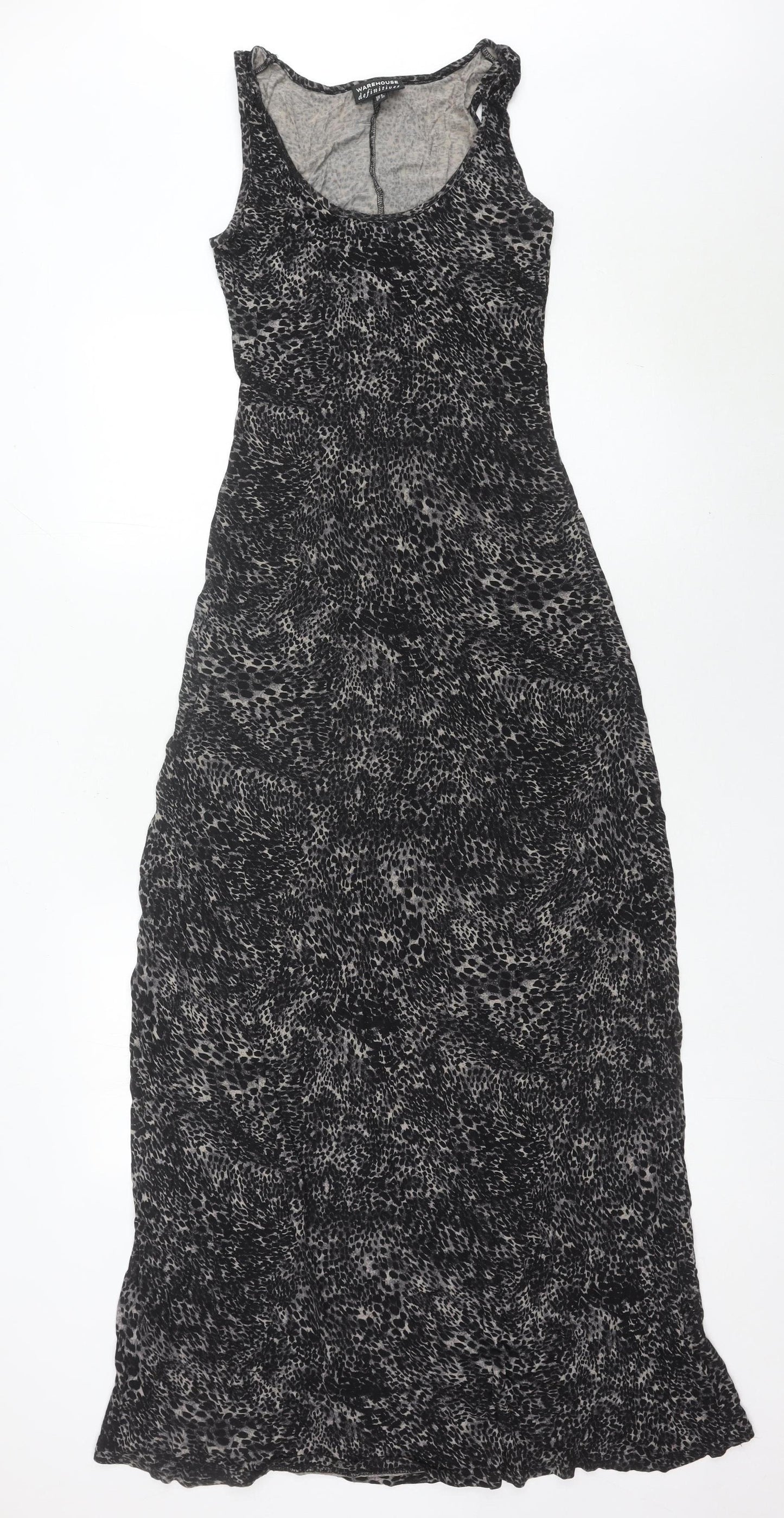 Warehouse Women’s Black Animal Print Maxi Dress UK 6 Sleeveless