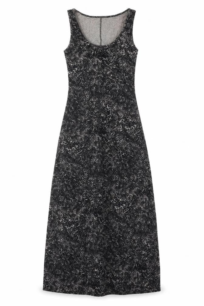 Warehouse Women’s Black Animal Print Maxi Dress UK 6 Sleeveless