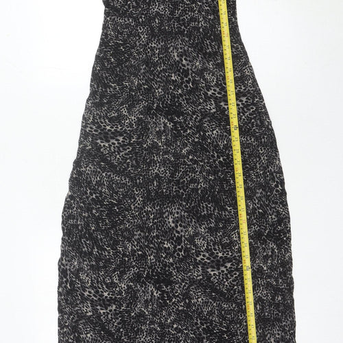 Warehouse Women’s Black Animal Print Maxi Dress UK 6 Sleeveless