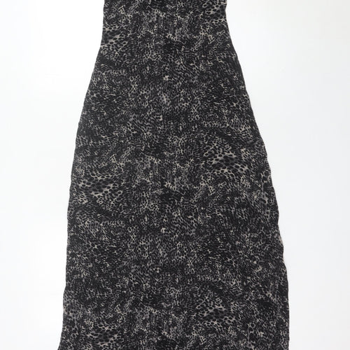 Warehouse Women’s Black Animal Print Maxi Dress UK 6 Sleeveless