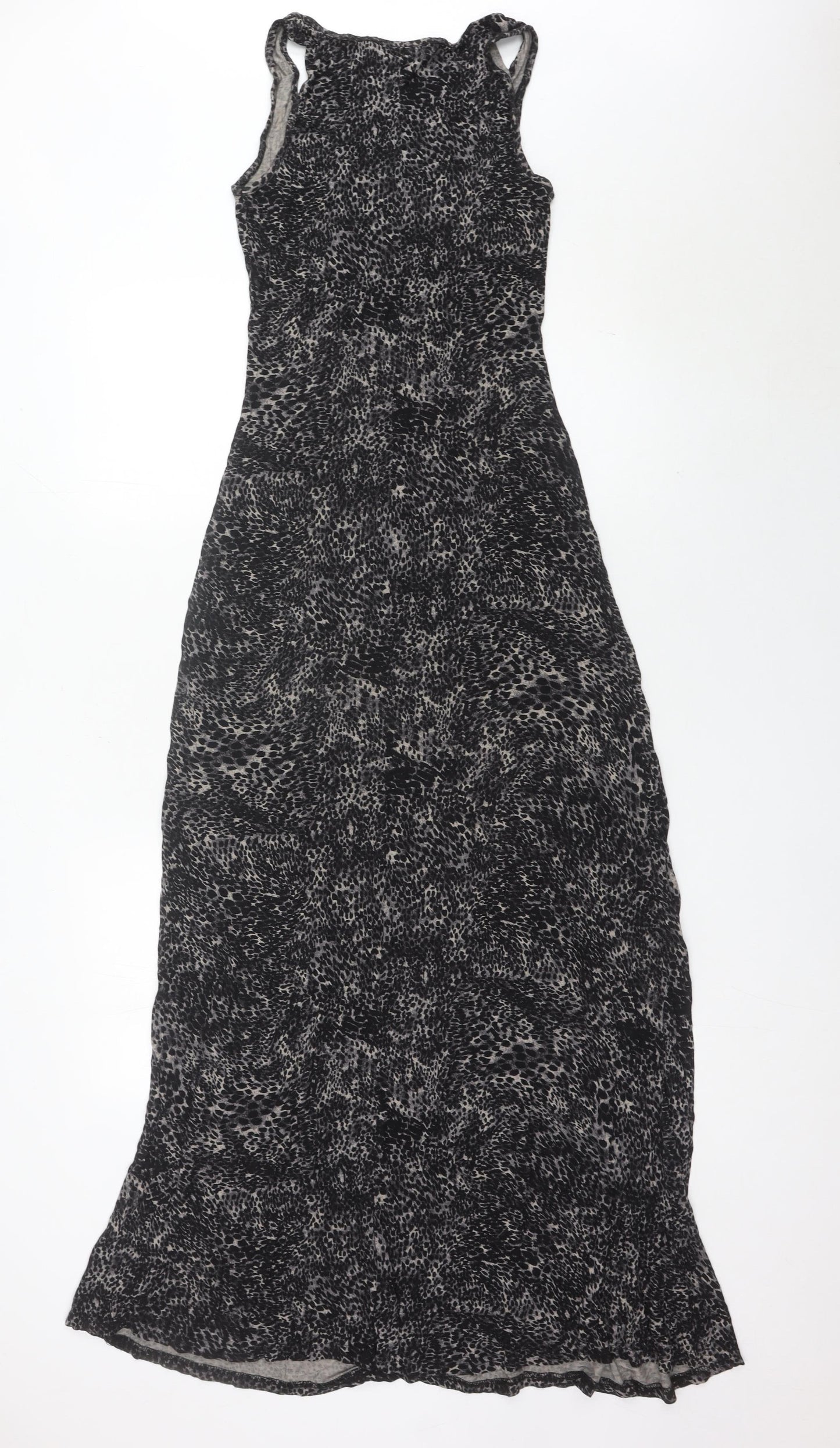 Warehouse Women’s Black Animal Print Maxi Dress UK 6 Sleeveless