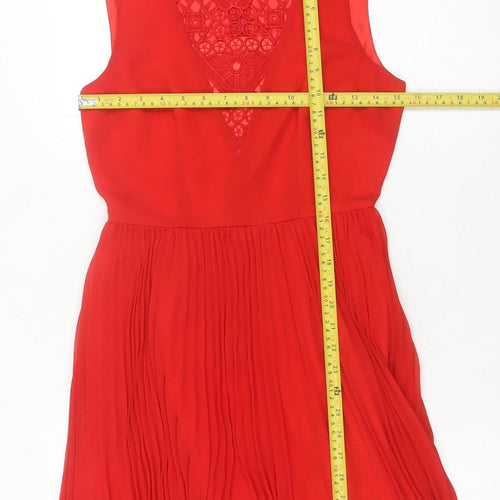 ASOS Women’s Red Fit & Flare Sleeveless Lace Knee Dress UK 8