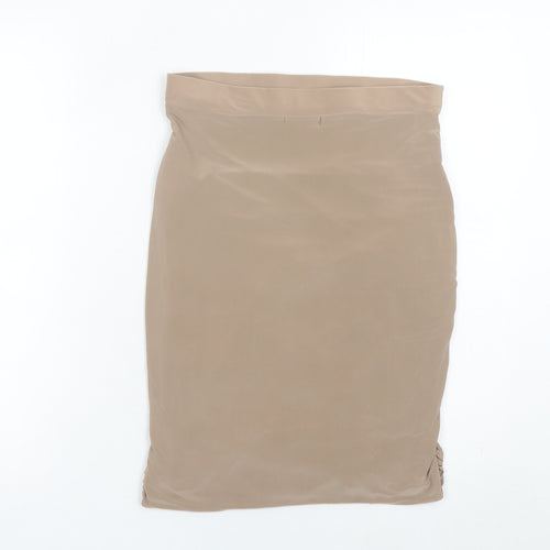 PrettyLittleThing Women’s Beige Ruched Pencil Skirt UK 14