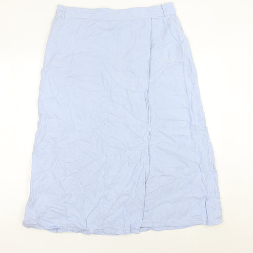 Capsule Womens Blue Midi Linen Blend Skirt Size 18 Elastic Waist