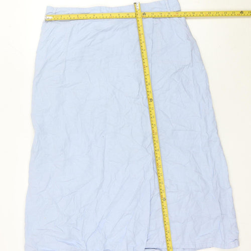 Capsule Womens Blue Midi Linen Blend Skirt Size 18 Elastic Waist