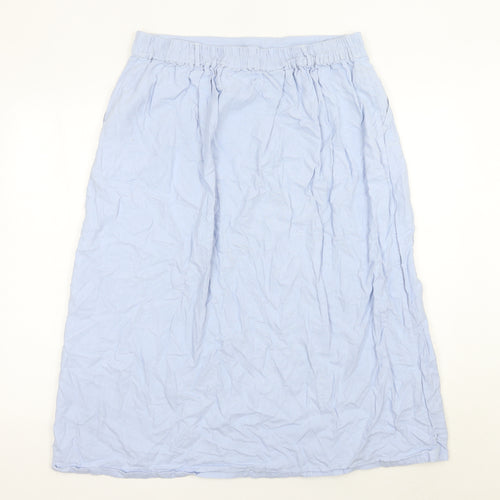 Capsule Womens Blue Midi Linen Blend Skirt Size 18 Elastic Waist