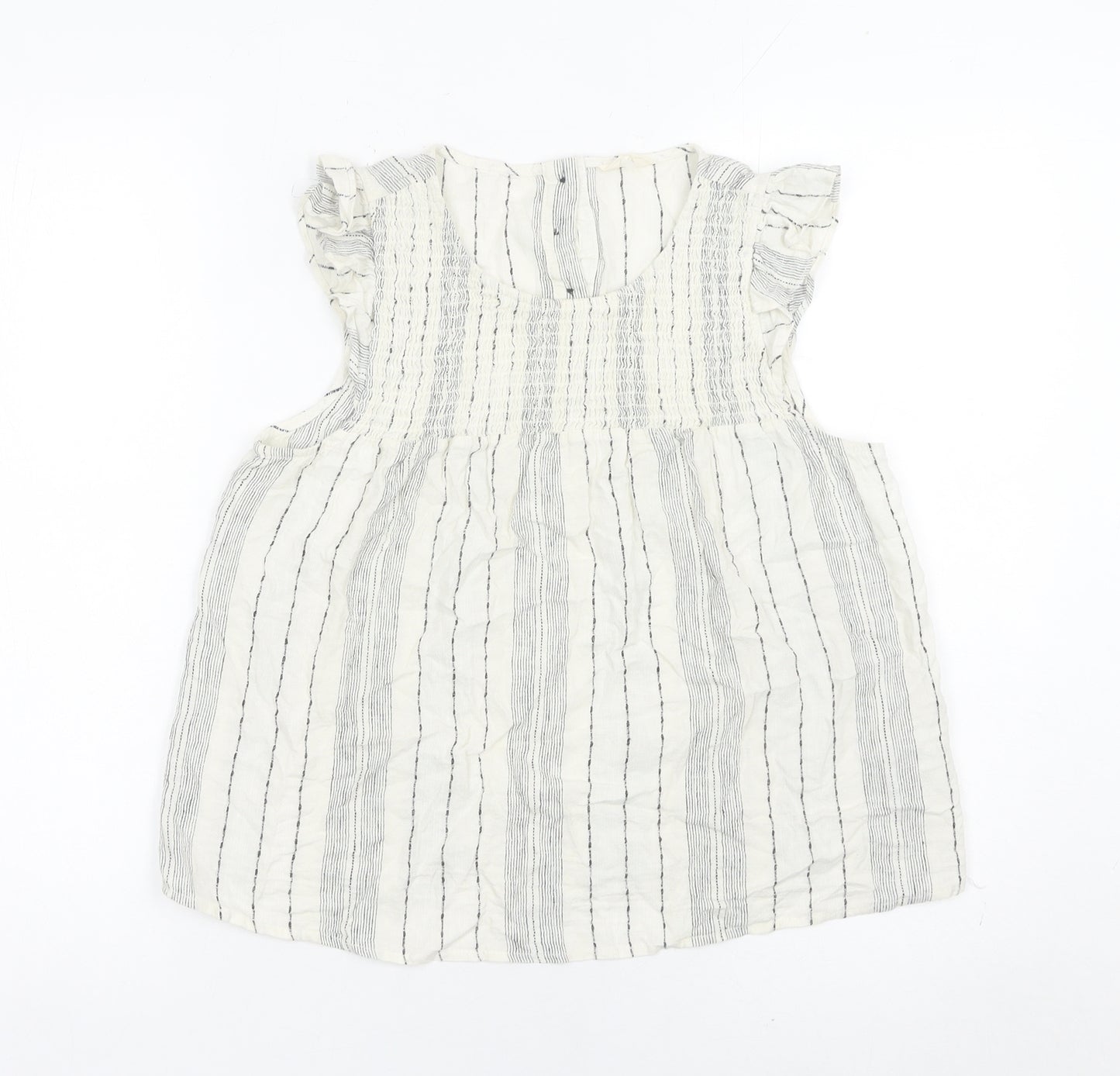 Hush Womens White Striped Linen Viscose Blouse Size 12