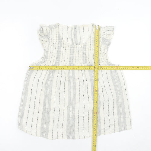 Hush Womens White Striped Linen Viscose Blouse Size 12