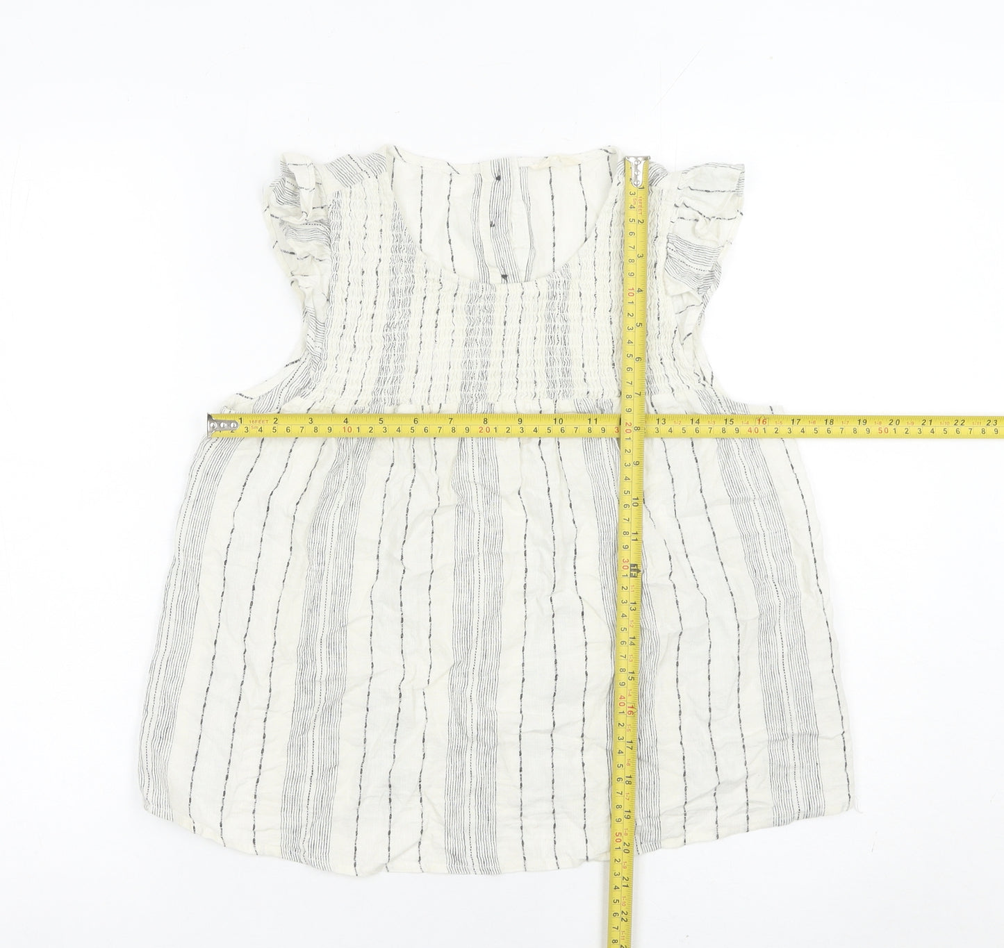 Hush Womens White Striped Linen Viscose Blouse Size 12