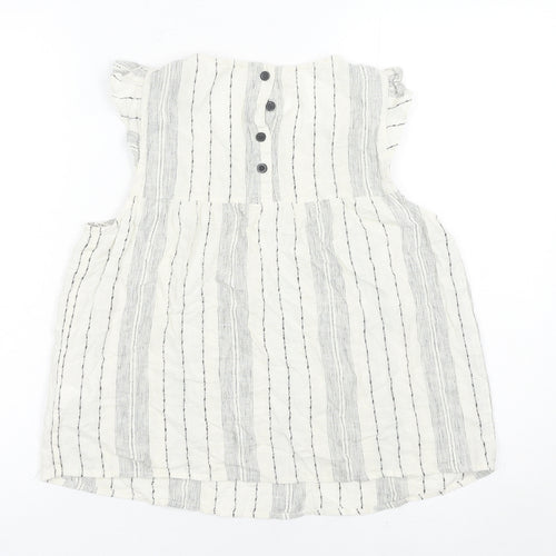 Hush Womens White Striped Linen Viscose Blouse Size 12