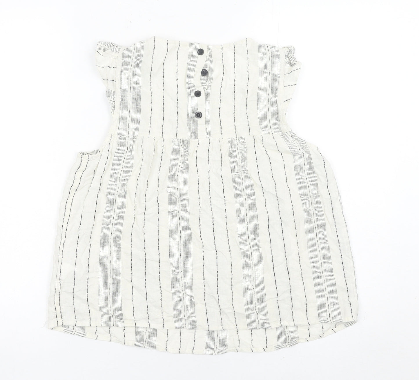 Hush Womens White Striped Linen Viscose Blouse Size 12