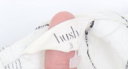 Hush Womens White Striped Linen Viscose Blouse Size 12