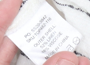 Hush Womens White Striped Linen Viscose Blouse Size 12