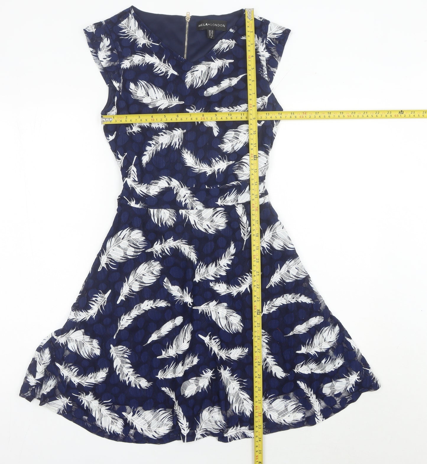 Mela London Women’s Blue Size 10 V-Neck Fit & Flare Dress