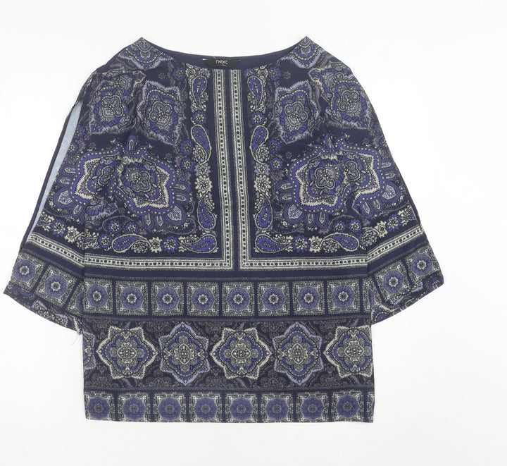 Next Womens Blue Paisley Tunic Blouse Size 12 3/4 Sleeve