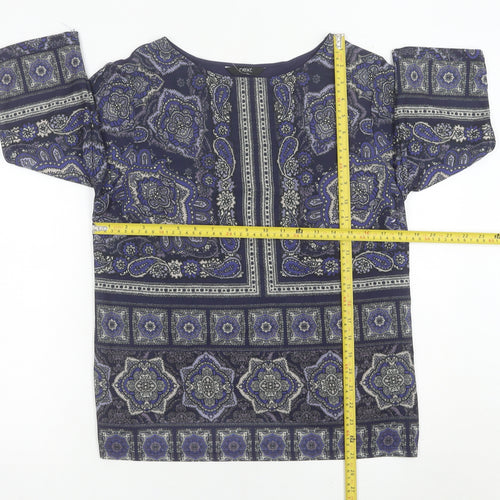 Next Womens Blue Paisley Tunic Blouse Size 12 3/4 Sleeve
