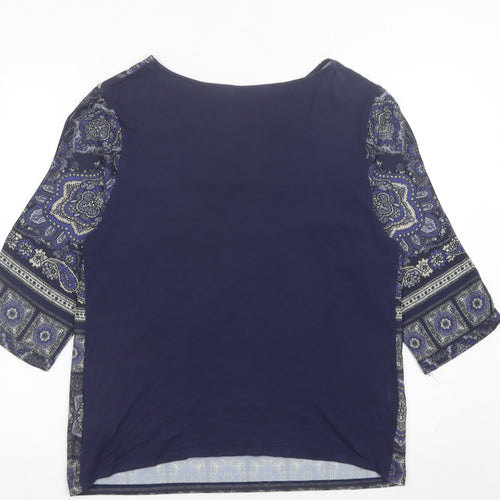 Next Womens Blue Paisley Tunic Blouse Size 12 3/4 Sleeve
