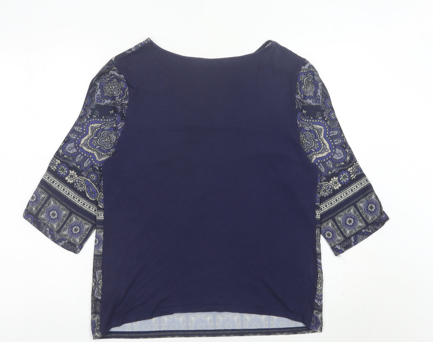 Next Womens Blue Paisley Tunic Blouse Size 12 3/4 Sleeve