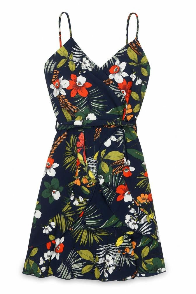 Quiz Womens Multicoloured Floral Wrap Dress Size 6 Sleeveless