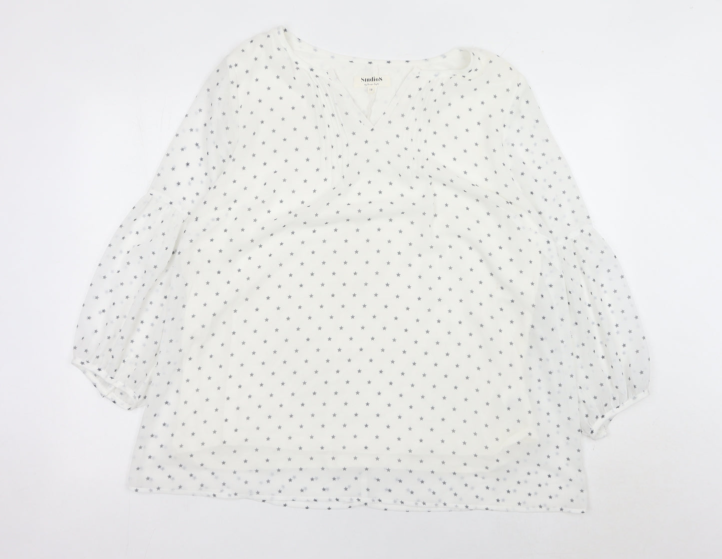 Studio 8 by Phase Eight Women’s White Star Print Tunic Blouse Size 18