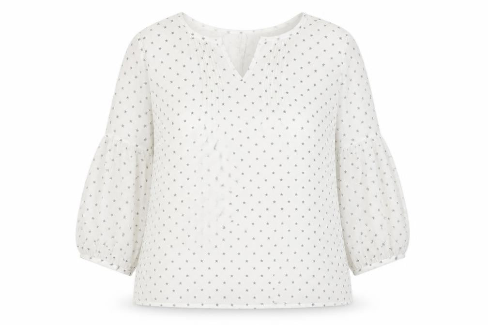 Front view of Studio 8 by Phase Eight Women’s White Star Print Tunic Blouse, size UK 18
