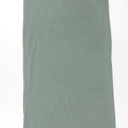 Bershka Womens Green XS Straight Leg Elastic Waist Trousers