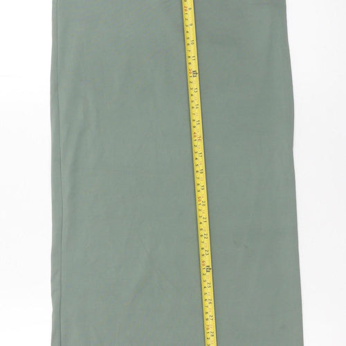 Bershka Womens Green XS Straight Leg Elastic Waist Trousers