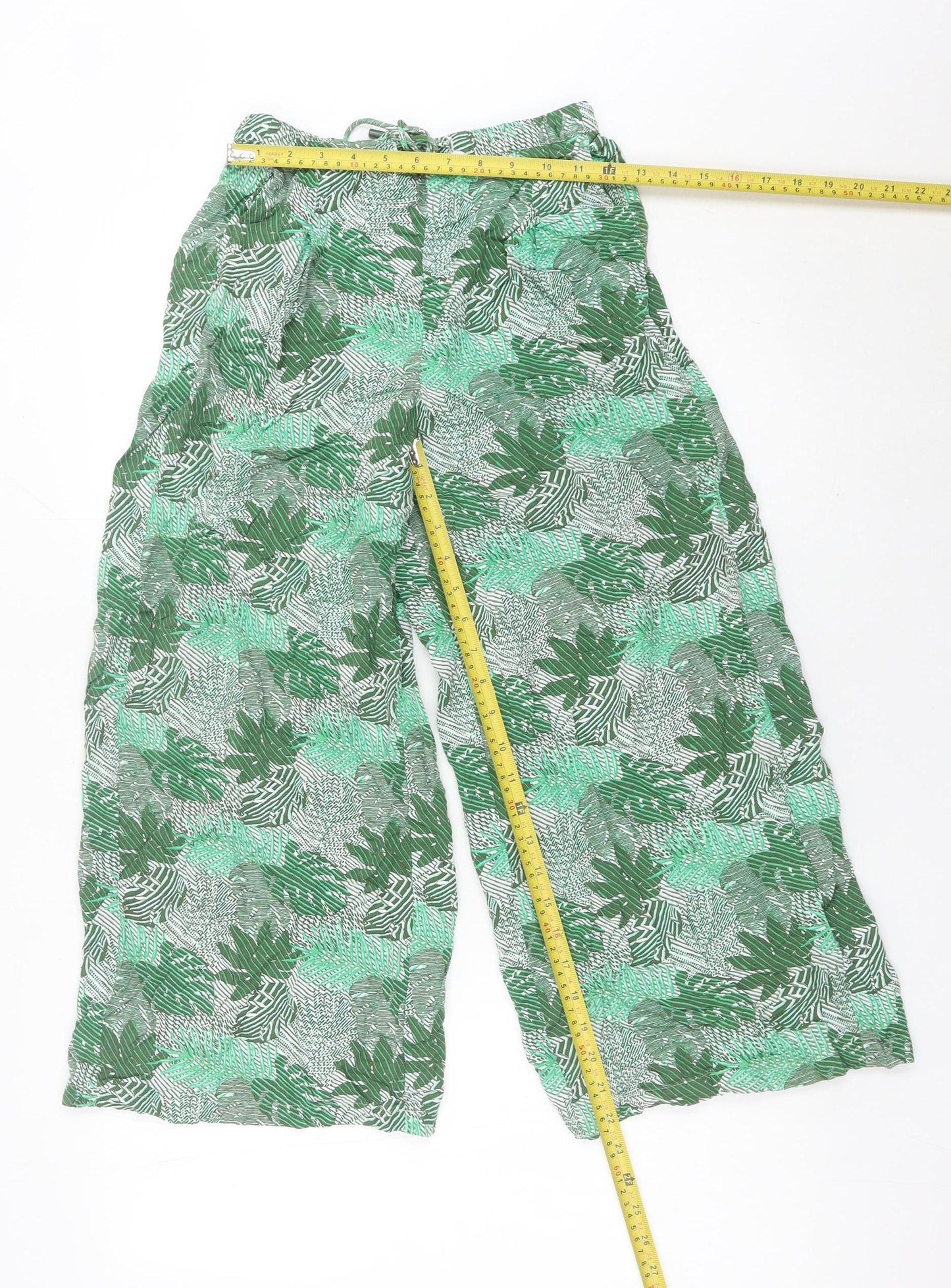 Marks and Spencer Women’s Green Wide-Leg Viscose Trousers Size 6