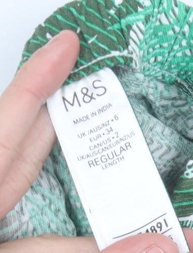Marks and Spencer Women’s Green Wide-Leg Viscose Trousers Size 6