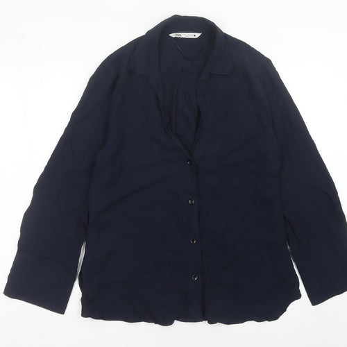 Zara Women’s Blue Long Sleeve Button-Up Shirt Size 10