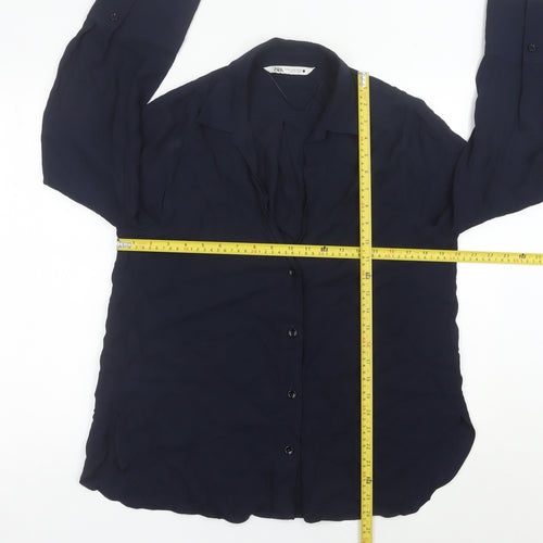 Zara Women’s Blue Long Sleeve Button-Up Shirt Size 10