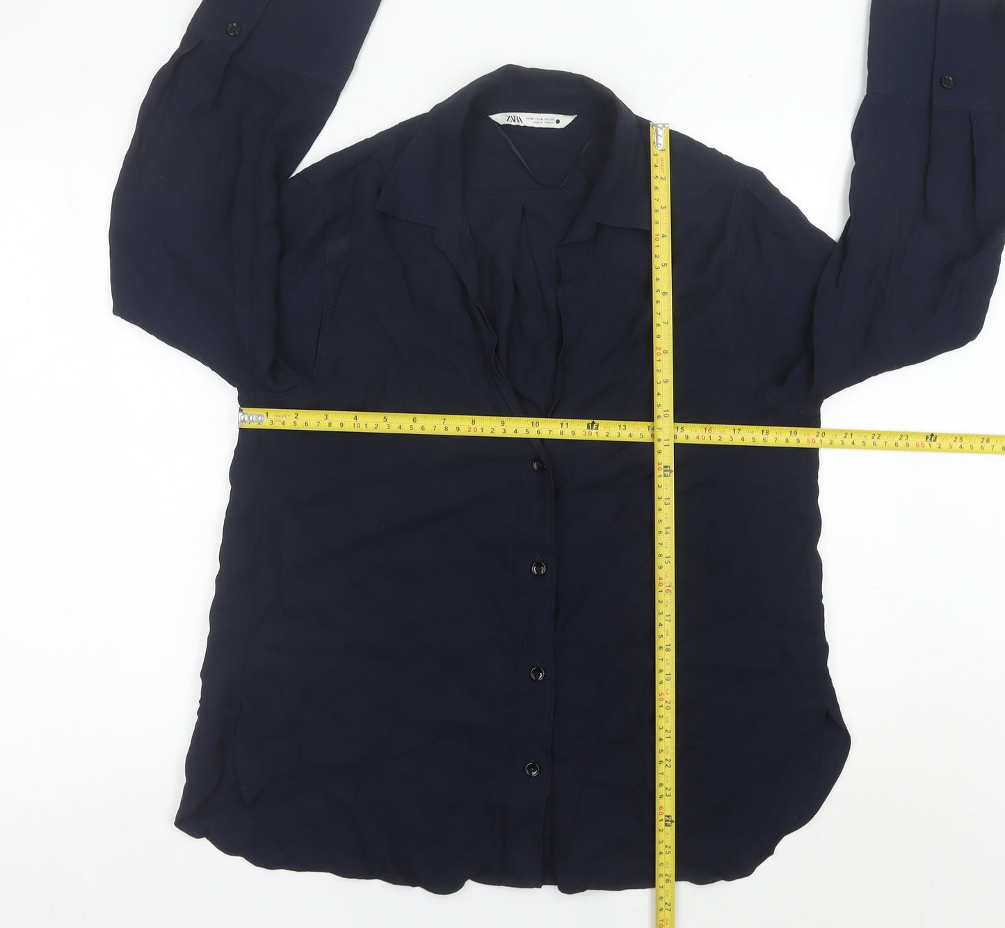 Zara Women’s Blue Long Sleeve Button-Up Shirt Size 10