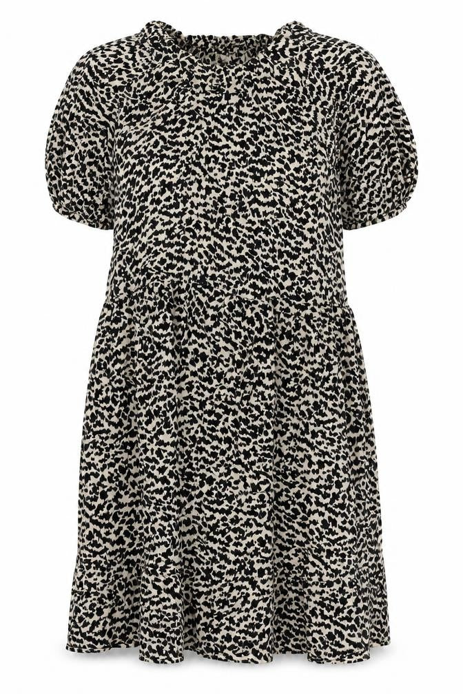 Arket Women’s Black Animal Print Shift Dress Size 10 Cupro Blend