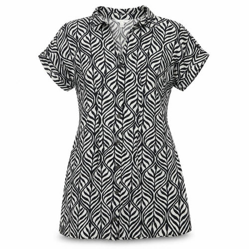 H&M Women Black Short Sleeve Shirt Dress Size 8 Cotton Casual