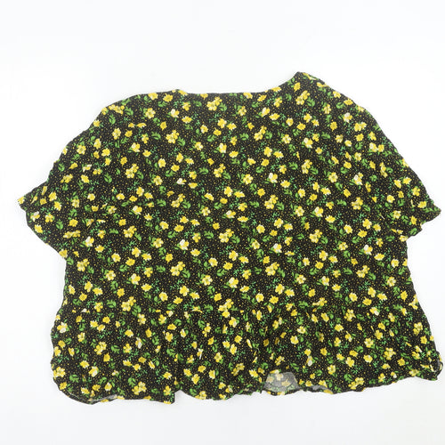 ASOS Women’s Black Floral Viscose Cropped Blouse Size 18