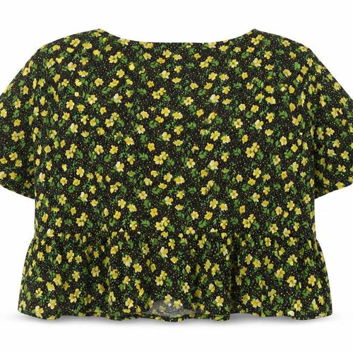 ASOS Women’s Black Floral Viscose Cropped Blouse Size 18