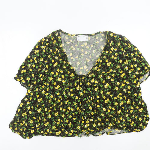 ASOS Women’s Black Floral Viscose Cropped Blouse Size 18