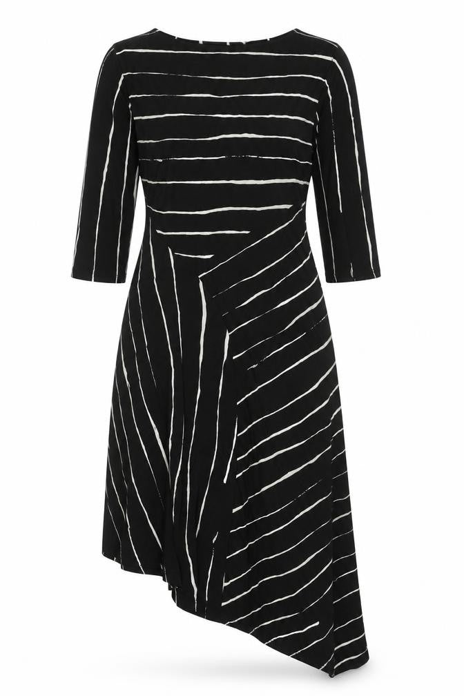 Front view of Next Women’s Black Stripe Midi Sheath Dress, size UK 10