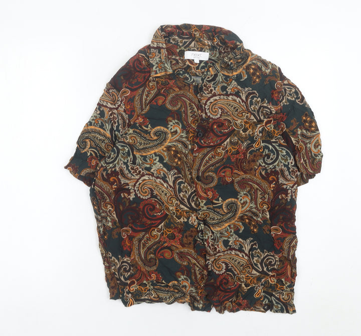 Next Men's Multicoloured Paisley Button-Up Shirt M 39-41" Regular Fit