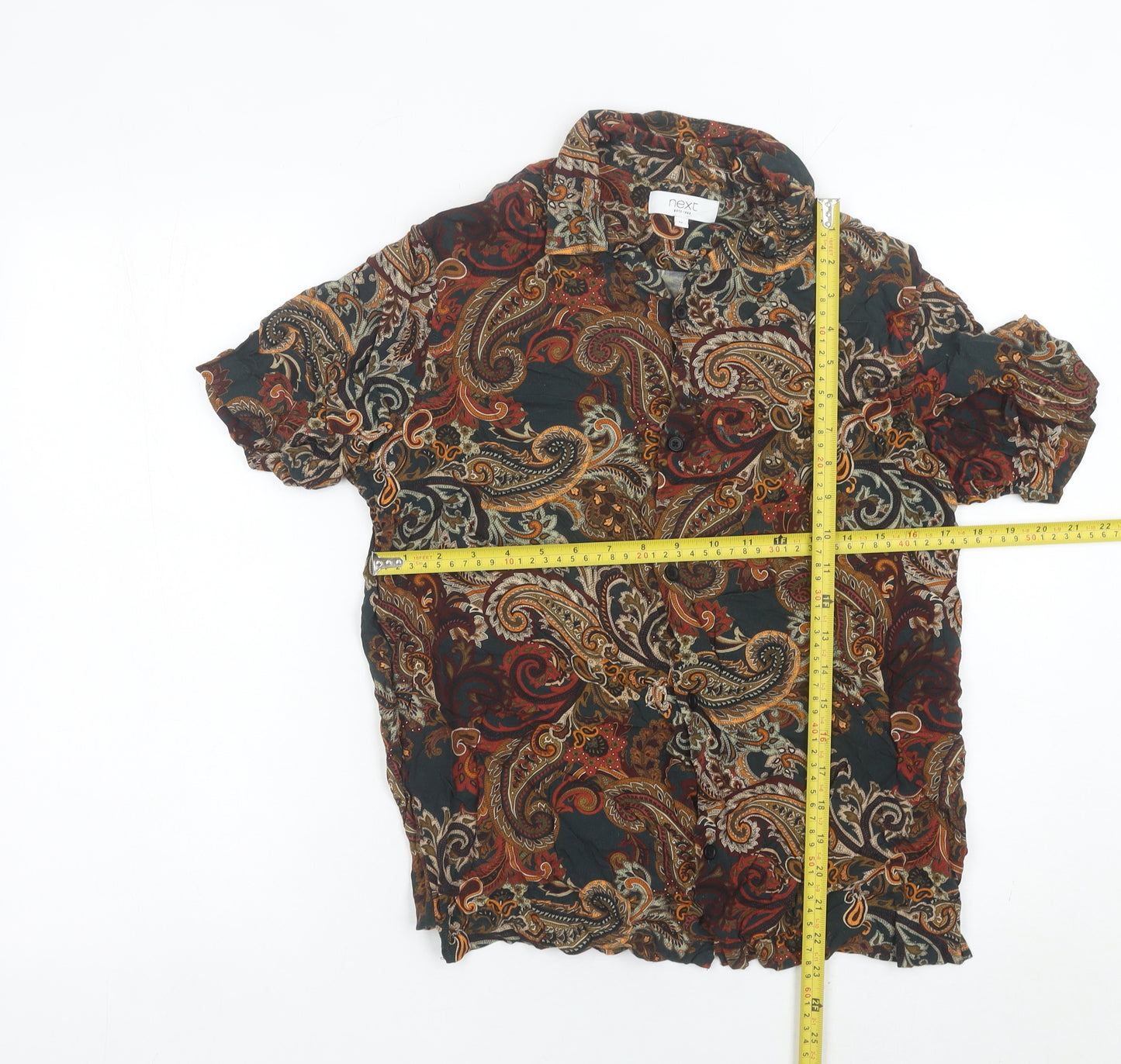 Next Men's Multicoloured Paisley Button-Up Shirt M 39-41" Regular Fit