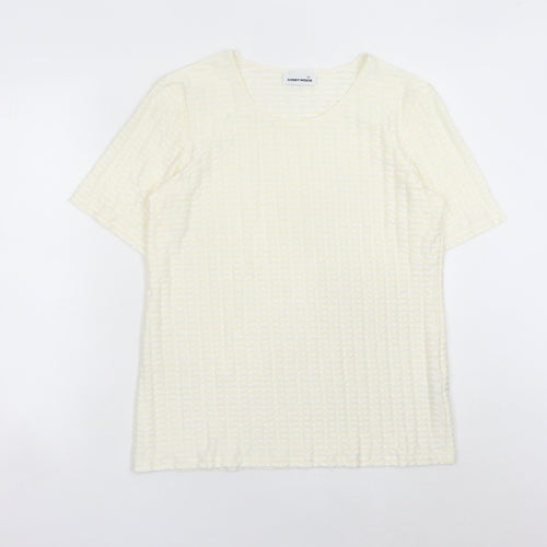 Gerry Weber Women Ivory Short Sleeve Scoop Neck T-Shirt Size 12
