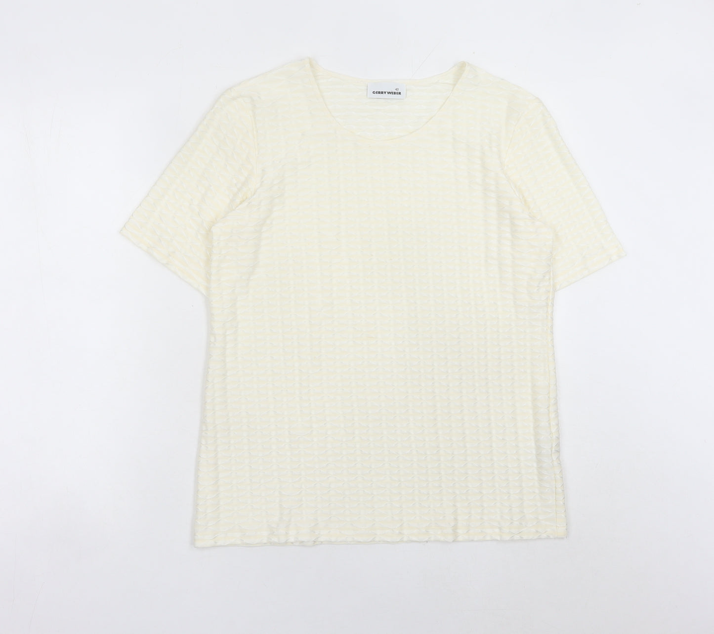 Gerry Weber Women Ivory Short Sleeve Scoop Neck T-Shirt Size 12