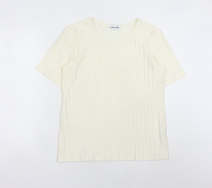Gerry Weber Women Ivory Short Sleeve Scoop Neck T-Shirt Size 12