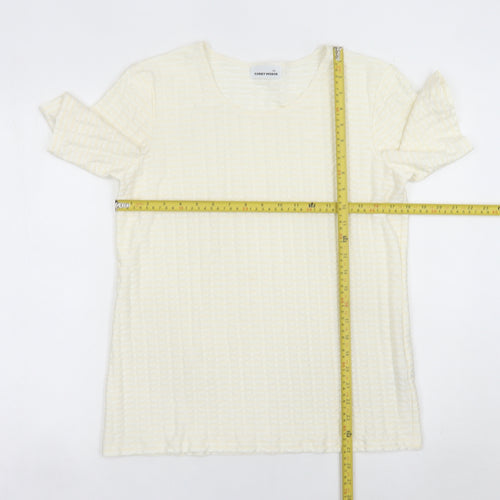 Gerry Weber Women Ivory Short Sleeve Scoop Neck T-Shirt Size 12