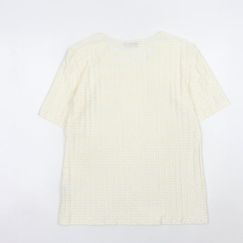 Gerry Weber Women Ivory Short Sleeve Scoop Neck T-Shirt Size 12