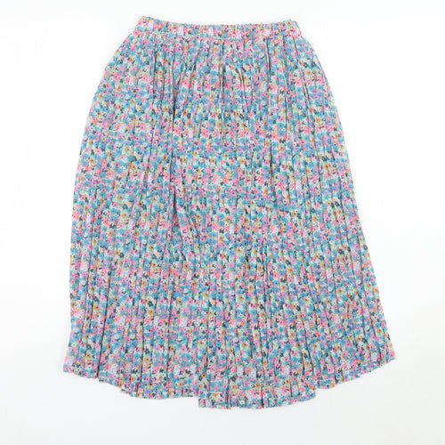 Next Girls Multicoloured Floral Pleated Skirt 9 Years Knee Length Polyester